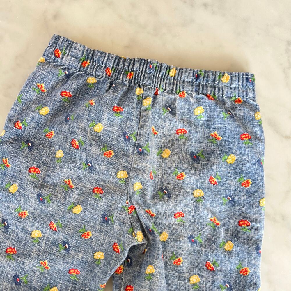 Vintage Baby Blue Chambray Colorful Floral Pants / 18 - 24 Months - Picture 6 of 6